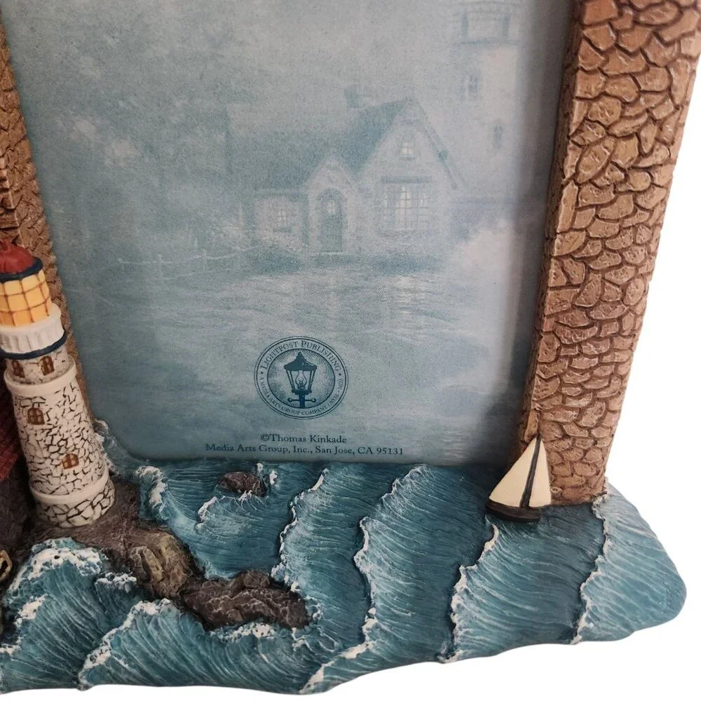 Thomas Kincade Sculpted Frame Beacon Of Hope Lighthouse & Waves for 4”x6” Photo